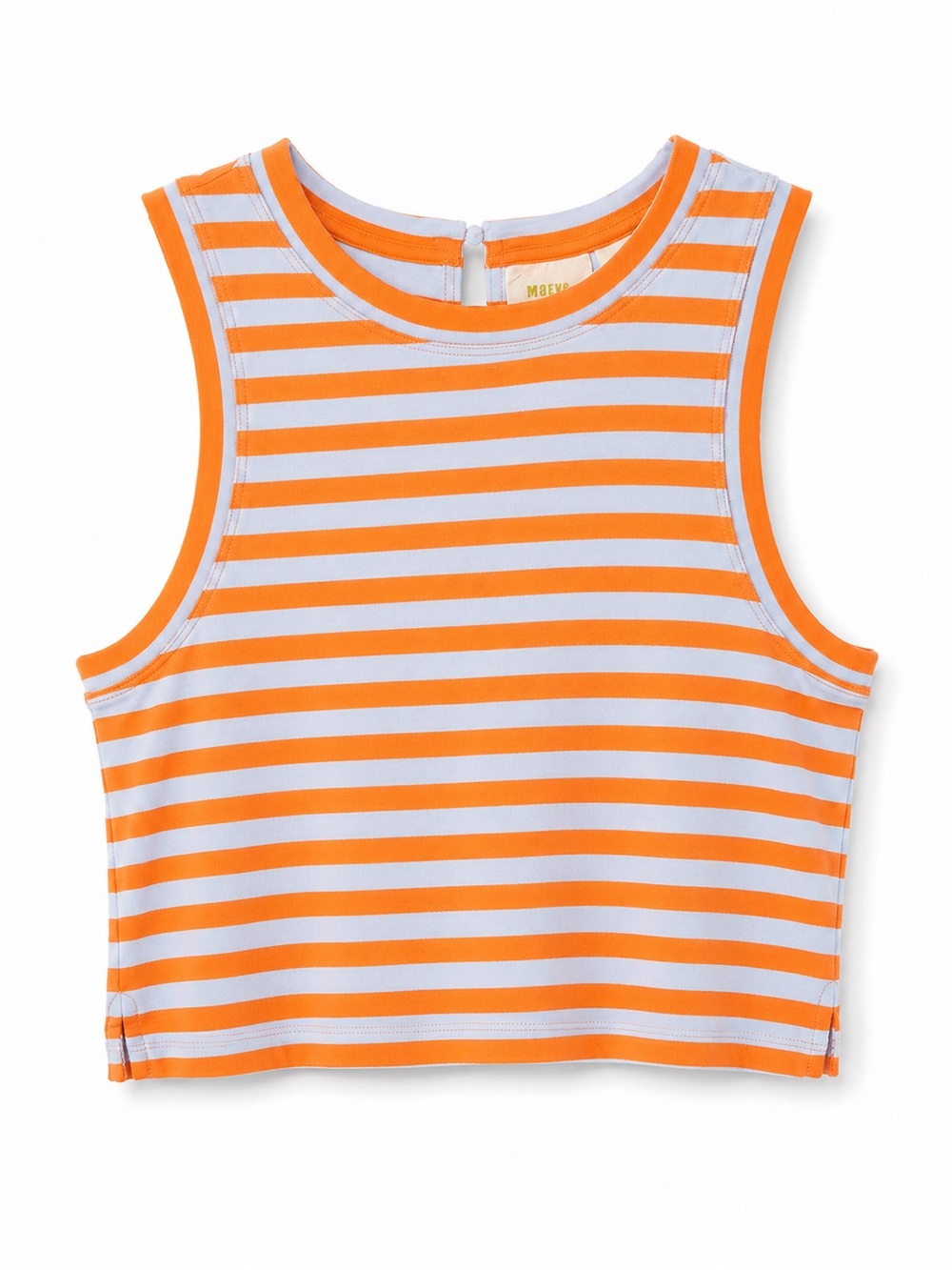 Maeve Striped Orange & White Sleeveless Crop Top